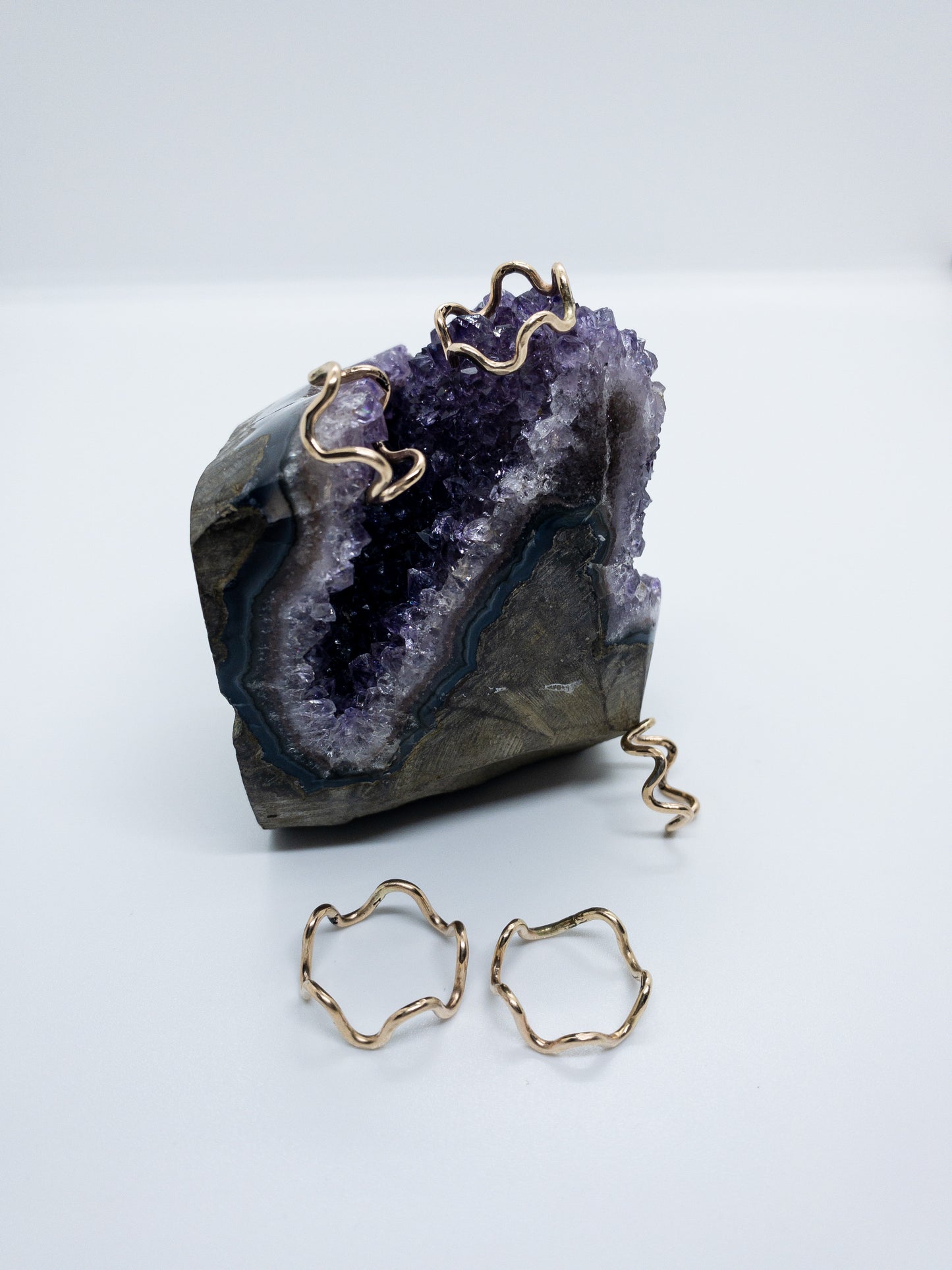 14 Karat Gold-Filled Wave Ring, Stacking Gold Hammered Water Ring, Handmade Bric Brac Ring, Simple Gold Midi Band