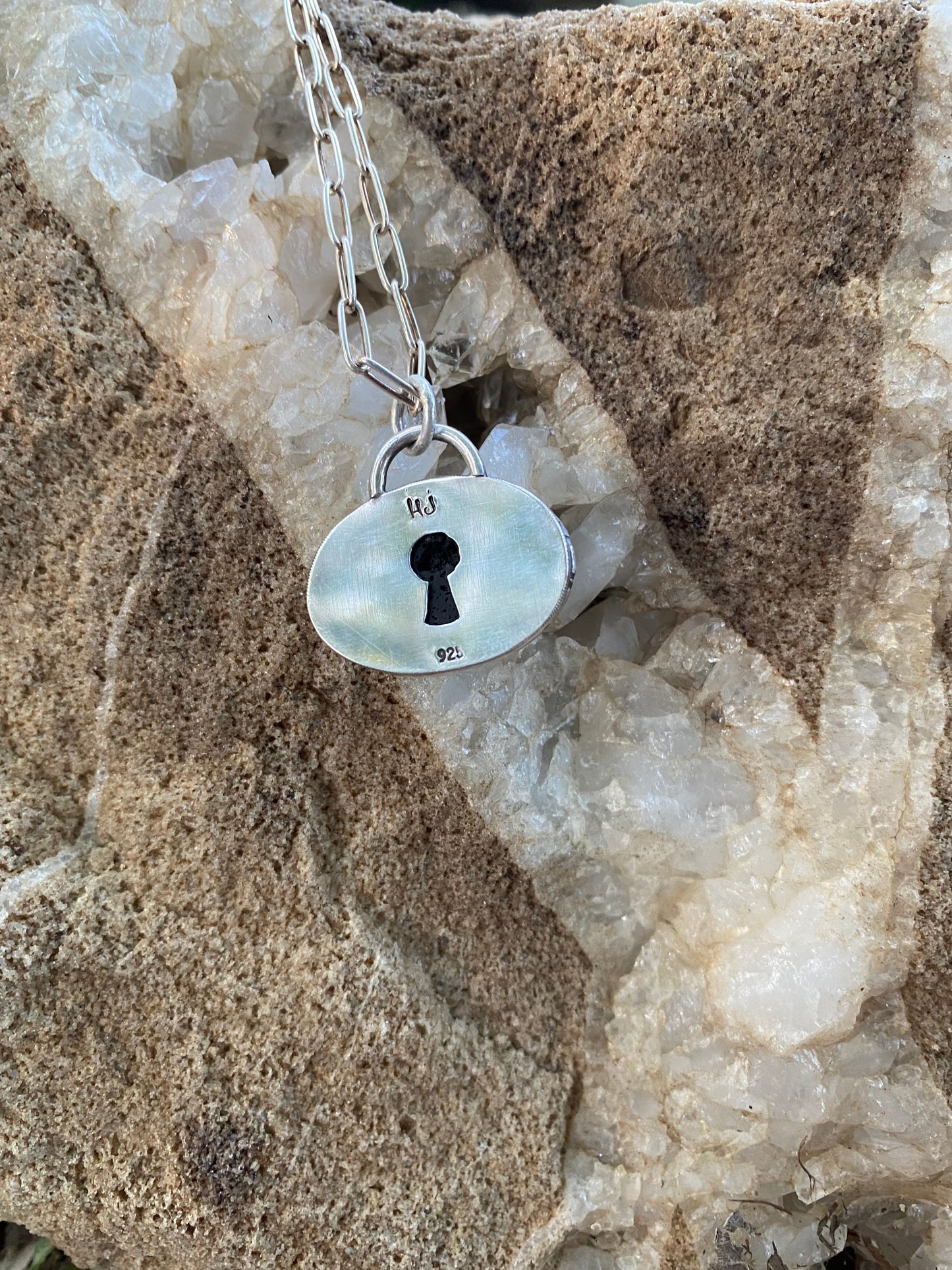 Oval Lava Stone Keyhole Sterling Diffuser Necklace - Oil Diffuser Necklace - Aromatherapy Necklace - Essential Oil Necklace - Lava Rock Diffuser