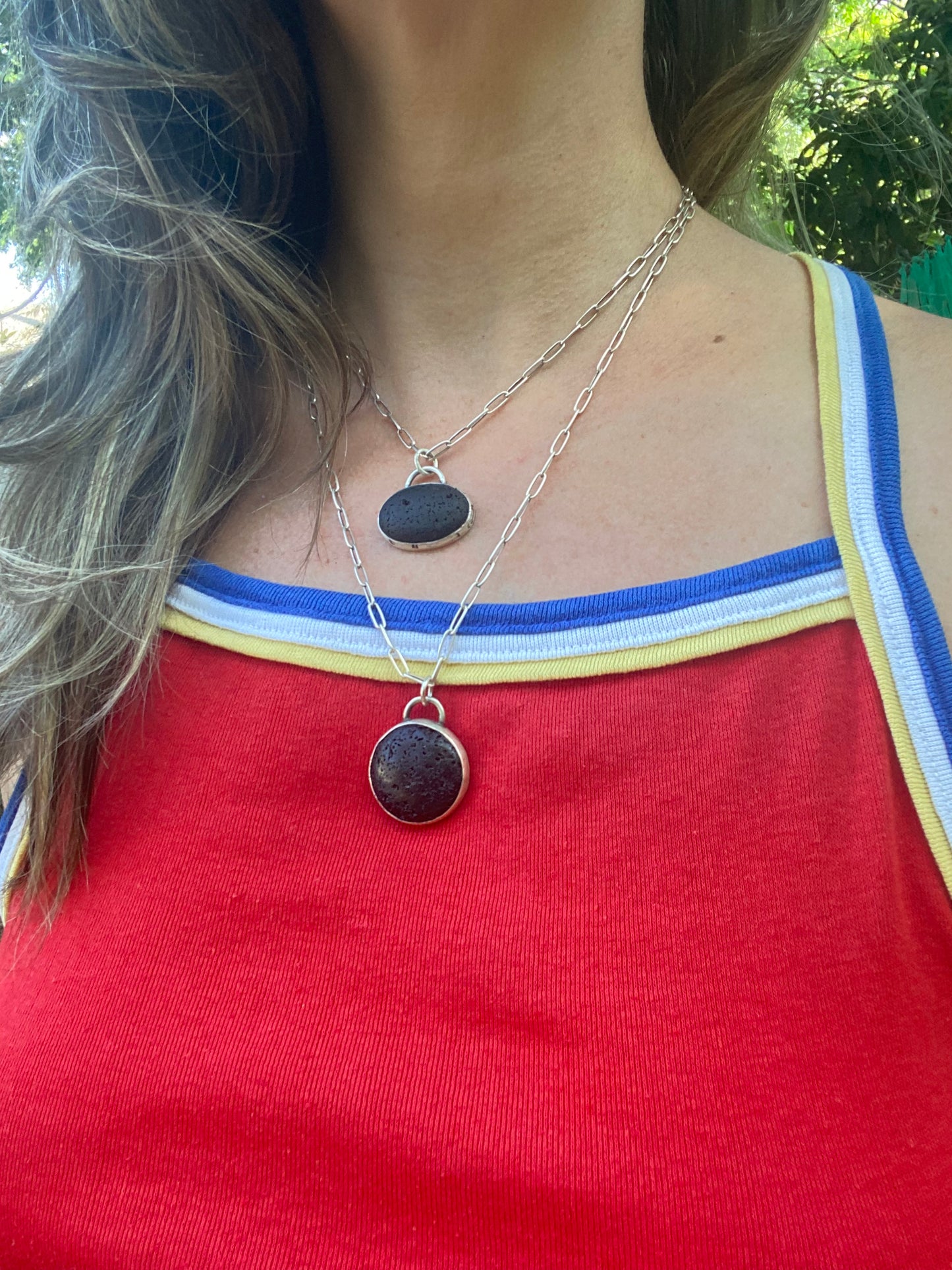 Oval Lava Stone Keyhole Sterling Diffuser Necklace - Oil Diffuser Necklace - Aromatherapy Necklace - Essential Oil Necklace - Lava Rock Diffuser