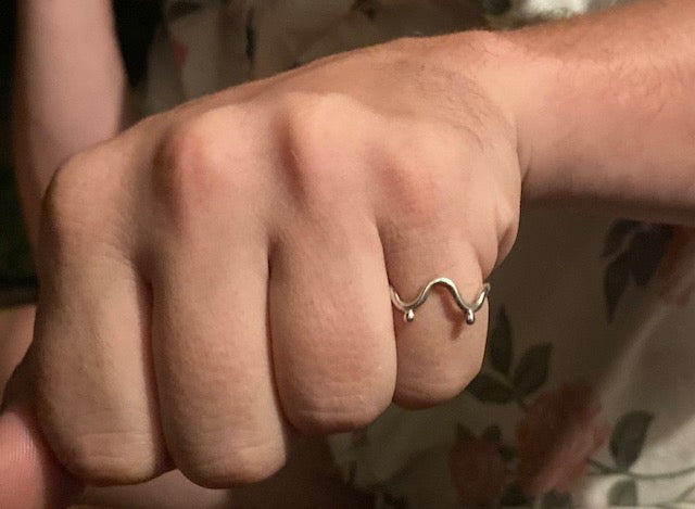 Sterling Tits Ring, Silver Boobs Ring, Nipples Ring, Sterling Breasts Midi Ring