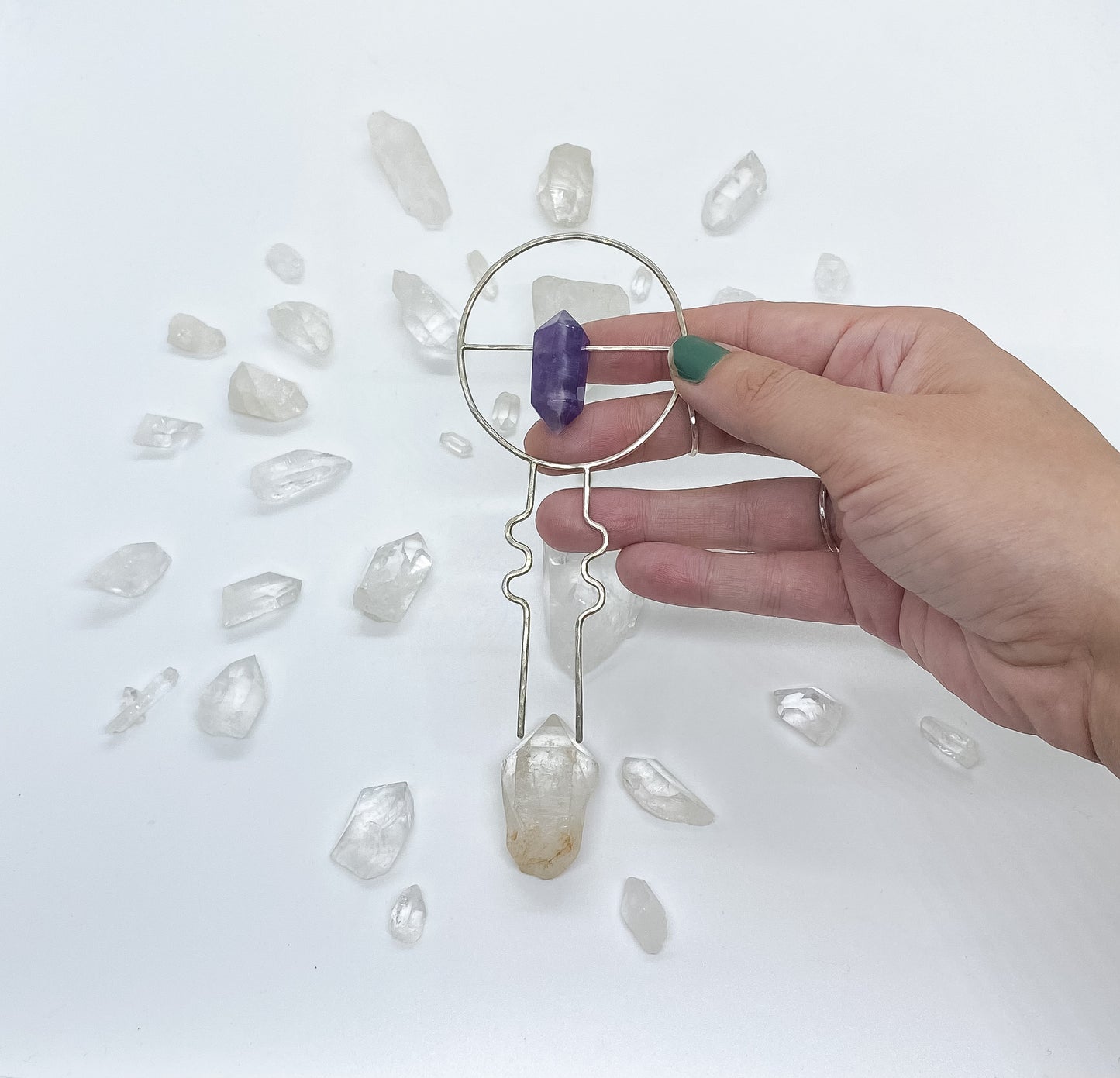Amethyst Sterling Hairpin - Hair Jewelry - Purple Hair Jewelry - Silver Hair Fork - Long Hair Adornment - Sterling Hair Fork - Wedding Hair Pin - Purple Jewelry - Amethyst Hair Fork