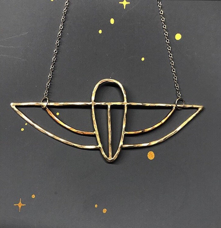 Sterling and Brass Scarab Necklace - Beetle Pendant - Silver Scarab - Egyptian Beetle Necklace - Handmade Scarab Necklace - Gold Scarab