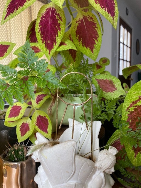 Brass Sunshine Plant Stake - Gold Plant Fork - Planter Support - Planter Decoration - - Pot Decor - Indoor Plant Decoration