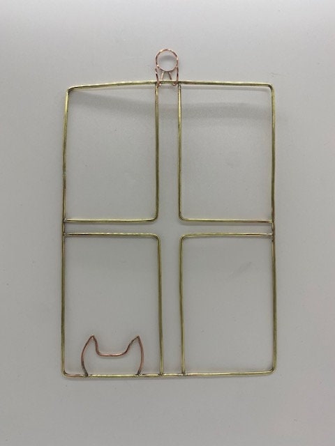 Kitty Window Wall Hanging, Metal Cat Wall Art, Brass Wall Decor, Metal House Decor, Cat Lover Gift, Cat Wall Decor, Cat Window Art, Kitten
