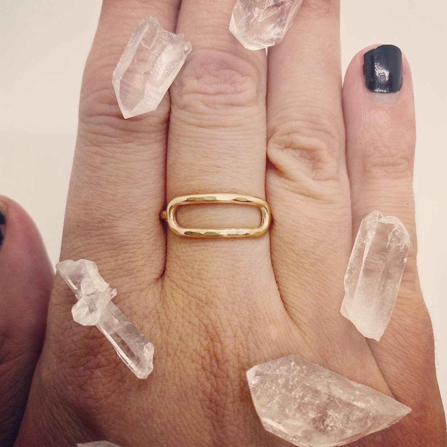 14 Karat Gold Filled Ellipse Ring, Hammered Gold Ring, Simple Gold Ring, Stackable Gold Ring, Handmade Geometric Ring, Open Oval Ring