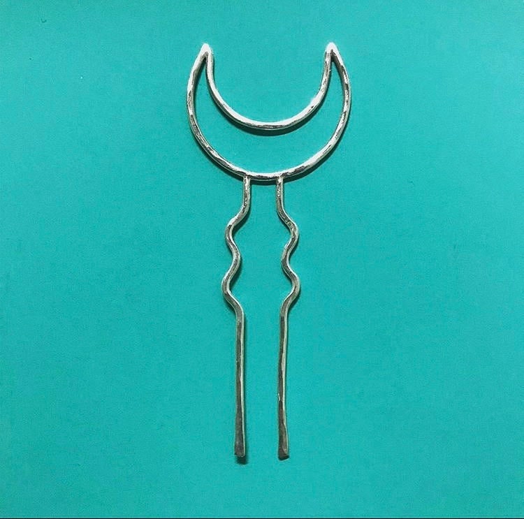 Sterling Silver Moon Hair Pin - Moon Hair Fork - Moon Hair Jewelry - Moon Hair Clip - Silver Hairpin - Bridal Hairpin - Bridal Hair Clip
