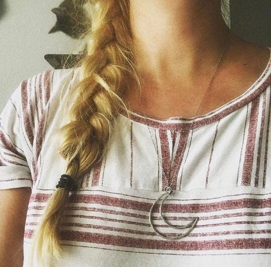 Large Notched Sterling Crescent Moon Necklace - Silver Moon Necklace - Hammered Crescent Moon - Witchy Moon Necklace - Moon Phase Necklace