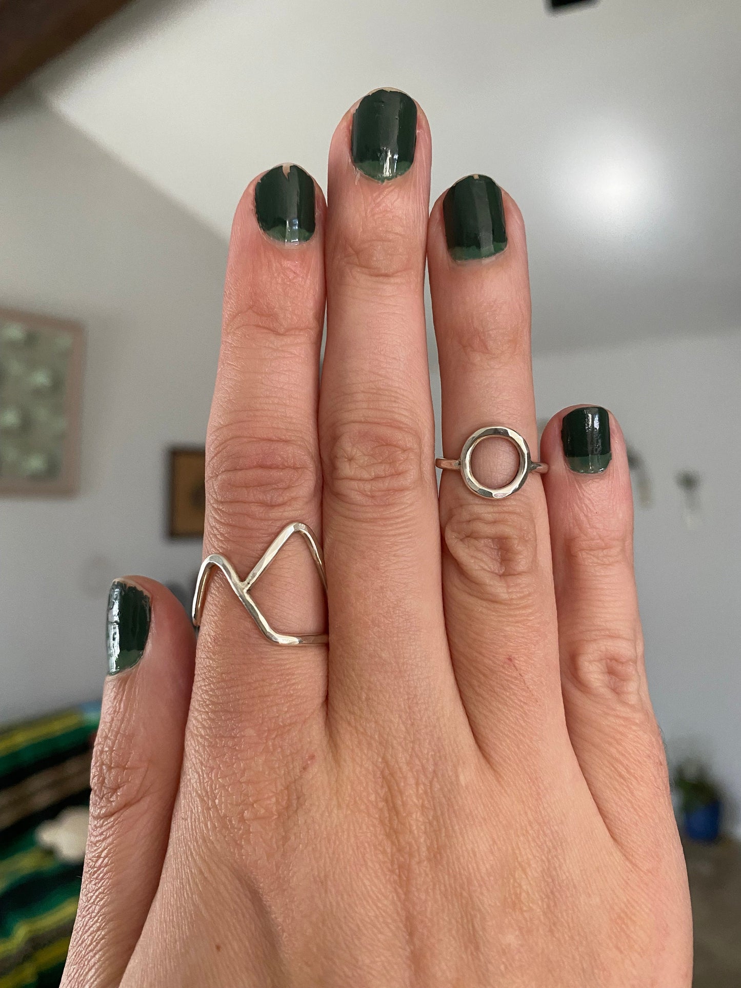 Sterling Mountains and Moon Landscape Ring Set - Handscapes Ring Set - Stacking Ring Set - Silver Moon Ring - Midi - Landscape Jewelry