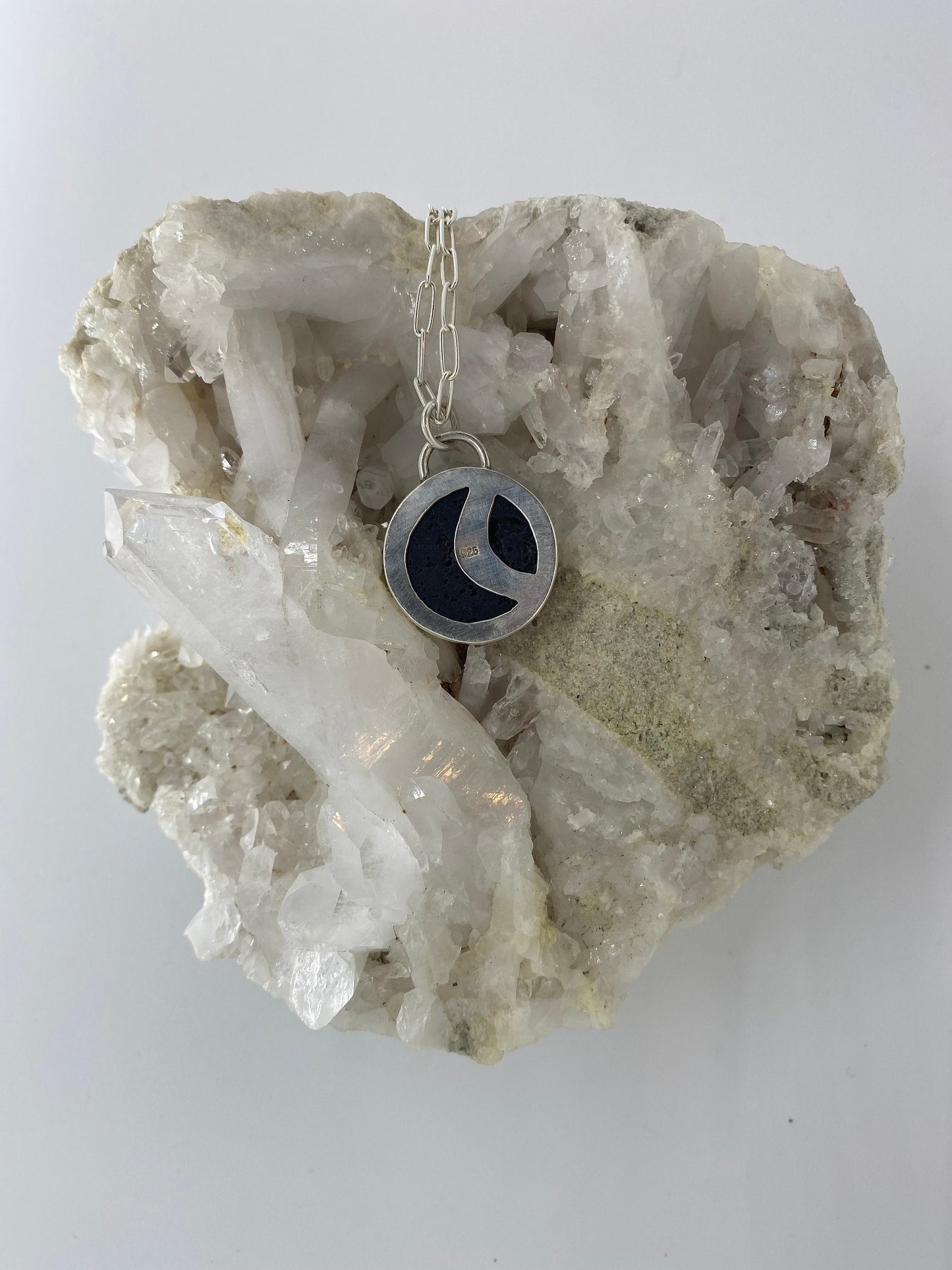 Lava Stone Sterling Diffuser Moon Necklace - Oil Diffuser Necklace - Aromatherapy Necklace - Essential Oil Necklace - Lava Rock Diffuser