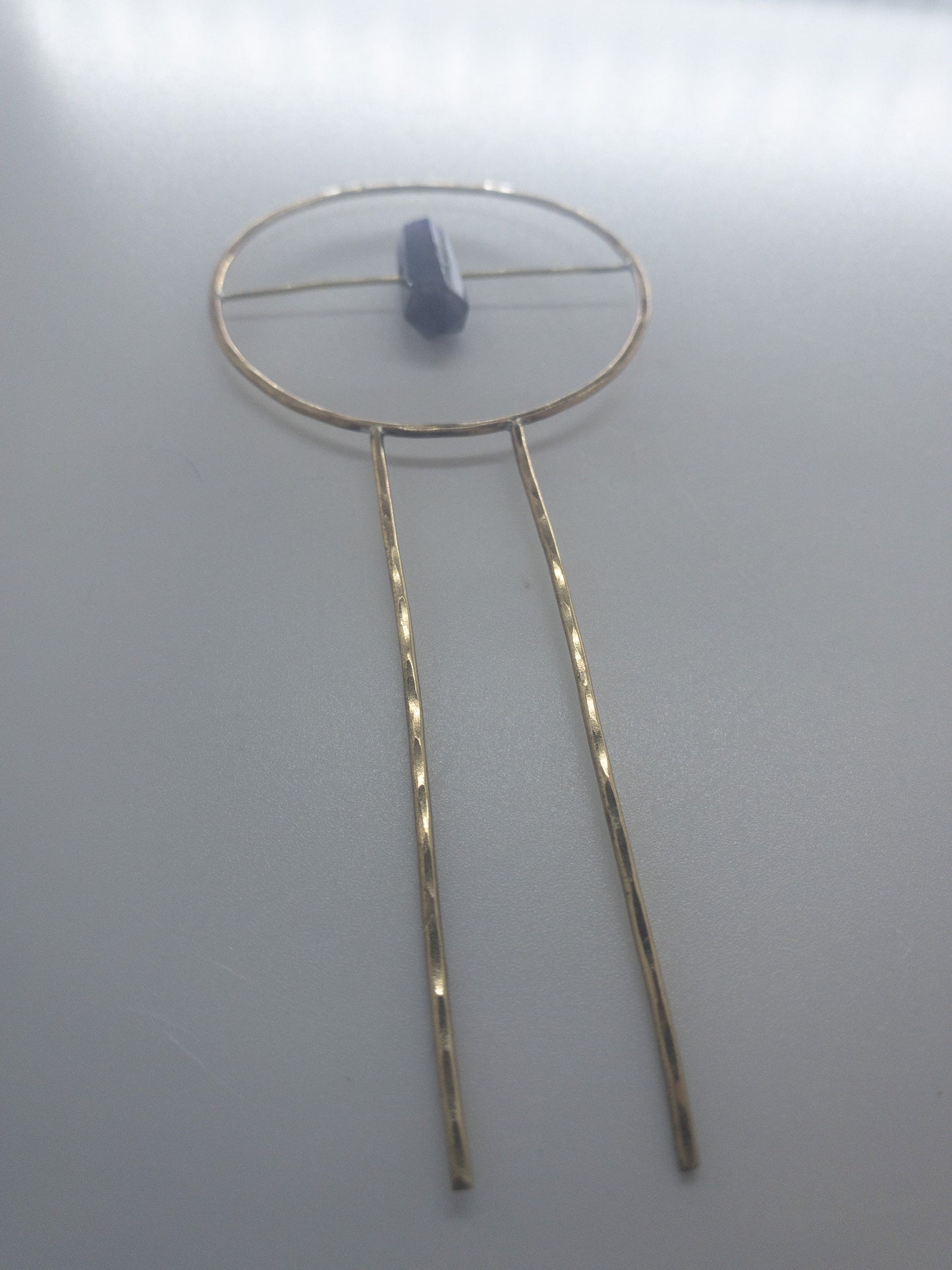Amethyst Brass Planter Stake - Amethyst Hairpin - Indoor Plant Decor - Metal Plant Decor - Plant Fork - Pot Decor - Wedding Hairpin