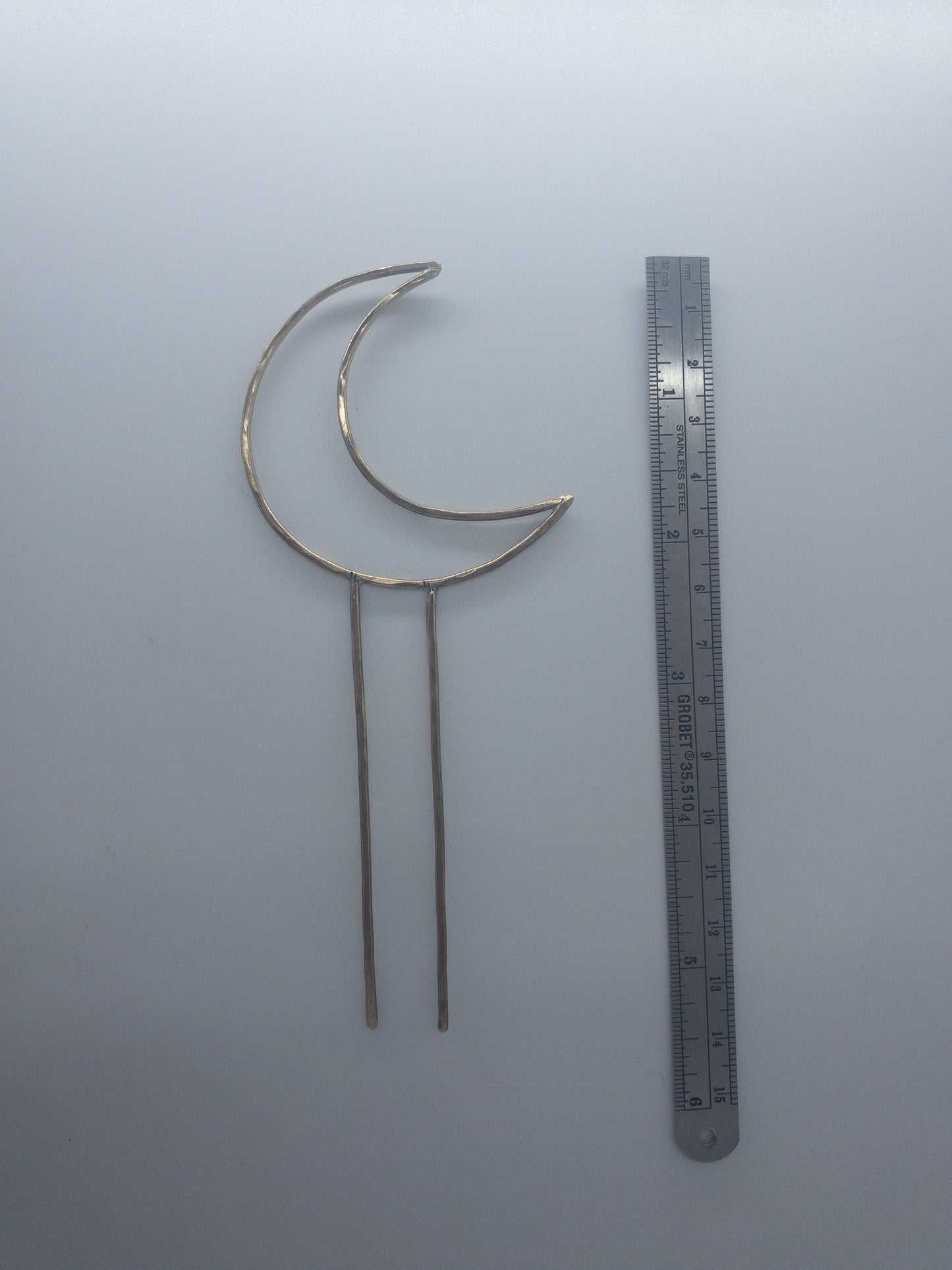 Brass Moon Plant Fork, Moon Plant Accessory, Crescent Moon Decor, Indoor Plant Decor, Moon Hairpin, Plant Stake, Jewelry for Plants, Stake