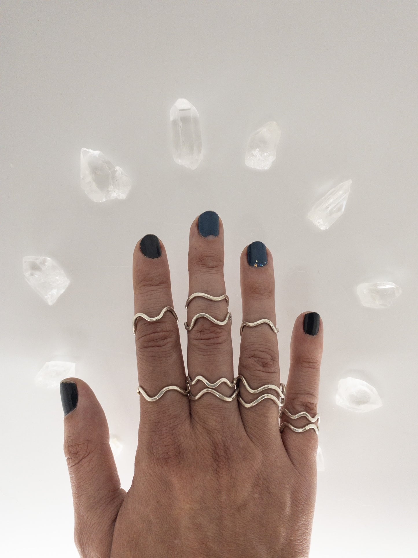 Sterling Wave Ring, Stacking Silver Hammered Water Ring, Handmade Bric Brac Ring, Simple Silver Midi Band