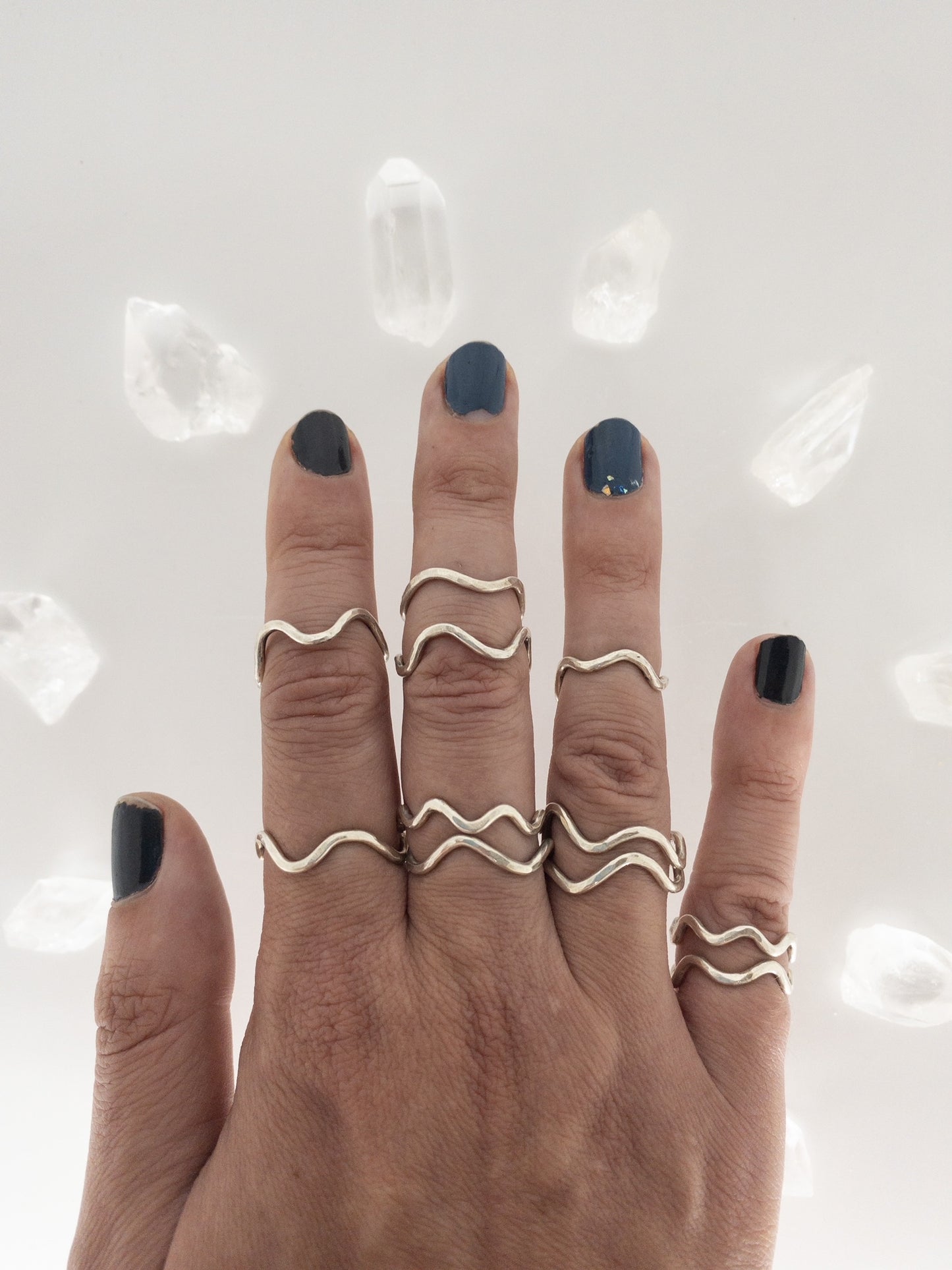 Sterling Wave Ring, Stacking Silver Hammered Water Ring, Handmade Bric Brac Ring, Simple Silver Midi Band