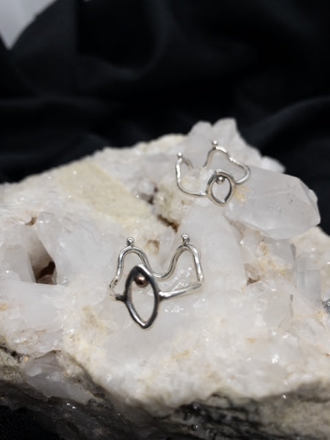 Sterling Tits and Clit Ring, Silver Breasts and Vulva Ring, Boobs and Clitoris Ring, Sterling Feminine Midi Ring