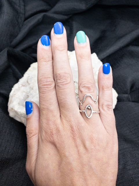 Sterling Tits and Clit Ring, Silver Breasts and Vulva Ring, Boobs and Clitoris Ring, Sterling Feminine Midi Ring