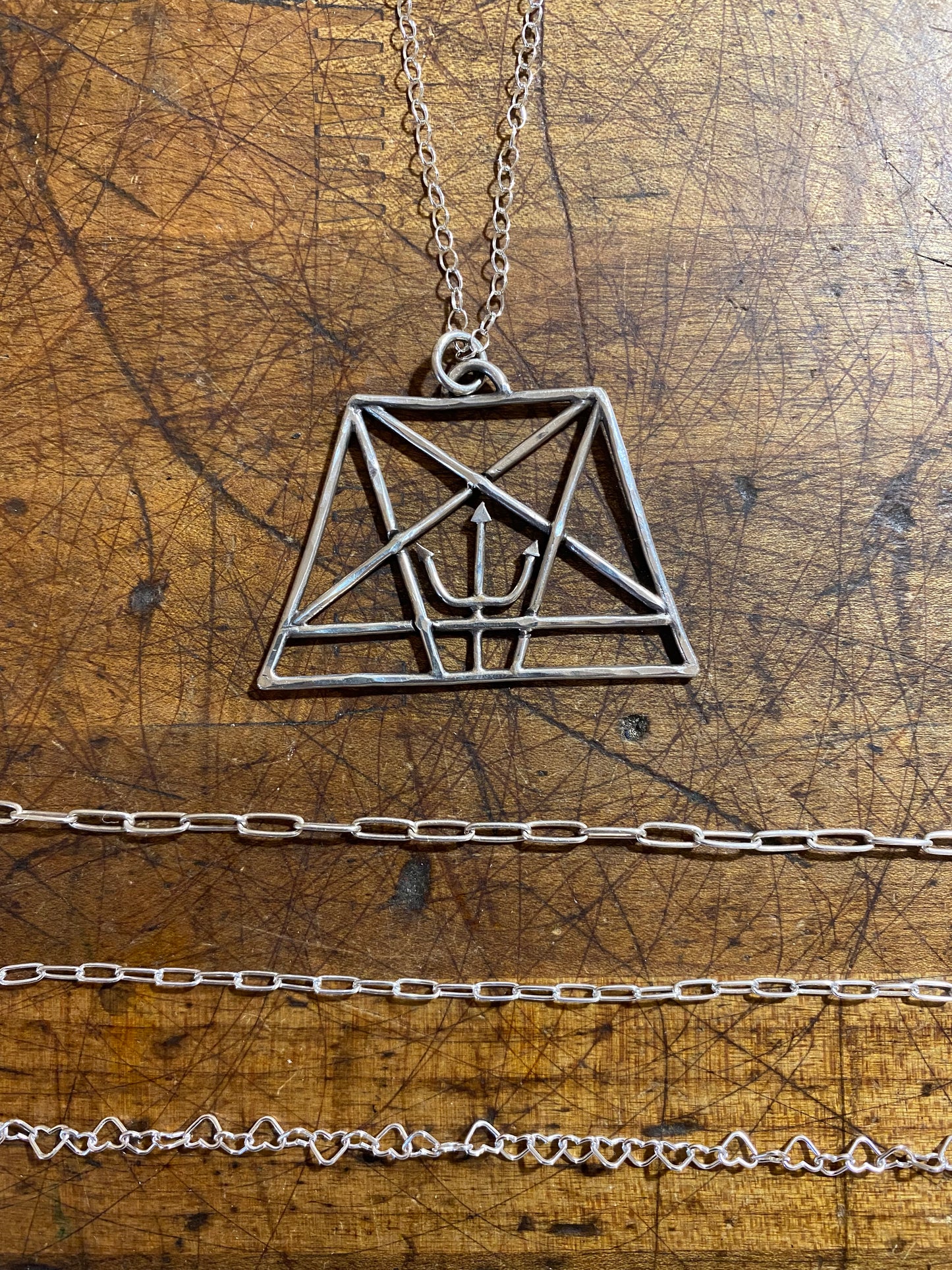 Order of the Trapezoid Sterling Pendant Necklace - Church of Satan Pentagram Necklace - Laveyan Satanism Silver Necklace - Sterling Pentagram Necklace