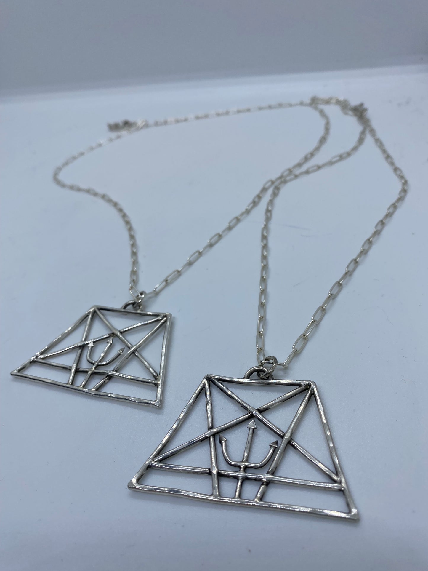 Order of the Trapezoid Sterling Pendant Necklace - Church of Satan Pentagram Necklace - Laveyan Satanism Silver Necklace - Sterling Pentagram Necklace