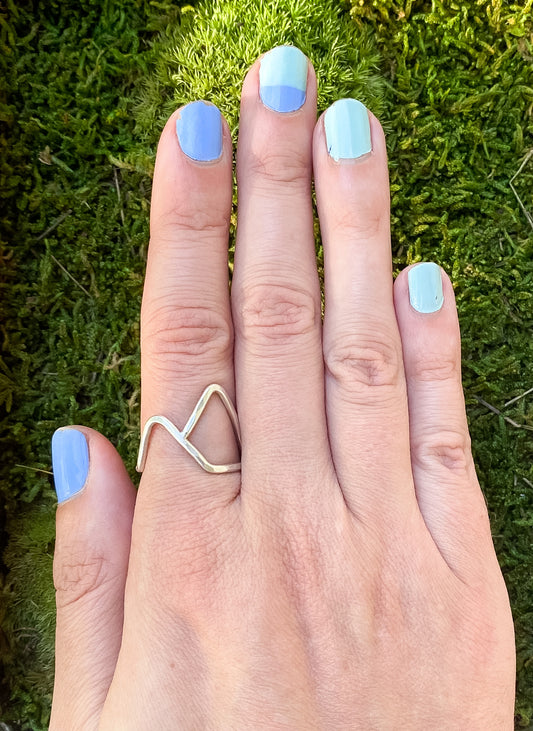 Sterling Mountains Ring - Silver Landscape Ring - Nature Lover Ring - Everyday Sterling Silver Ring - Simple Silver Ring - Handscape Ring