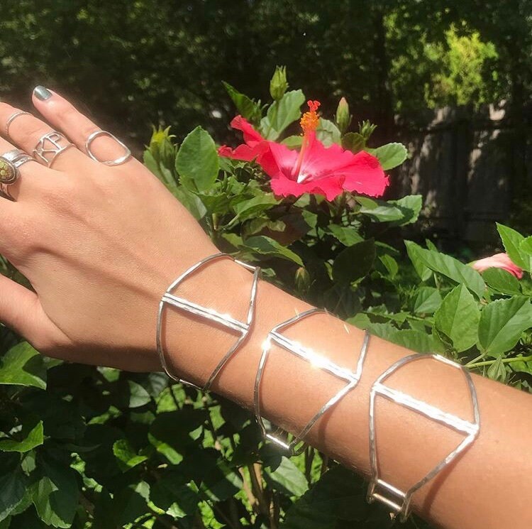 Sterling Cuff Bracelet - Hammered Silver Cuff - Geometric Jewelry - Everyday Bracelet - Women's Cuff - Wide Cuff Bracelet - Silver Bracelet