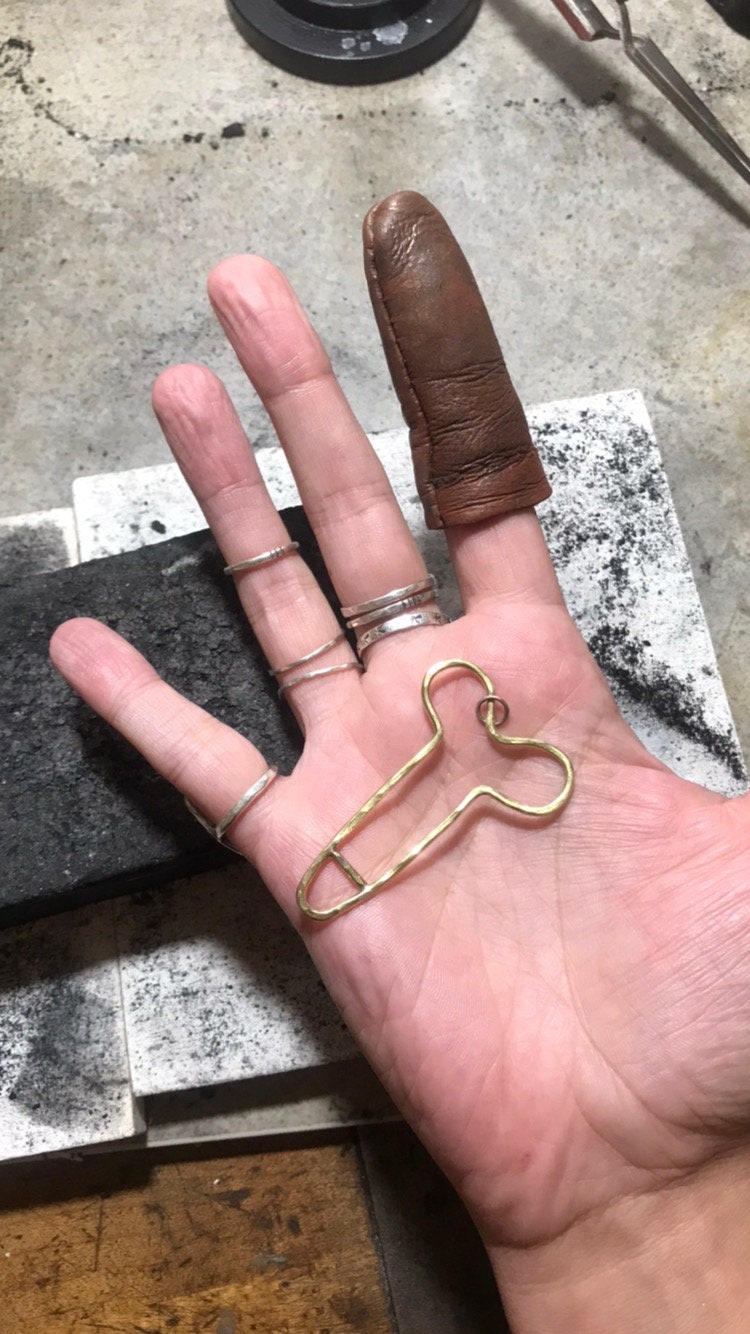 Brass Big Dick Pendant - Large Penis Necklace - Phallus Pendant - Erotic Jewelry - Bachelorette Party Jewelry - Penis Jewelry - NSFW Jewelry