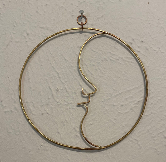 Man in the Moon Brass Wall Hanging - Brass Moon Wall Decor - Metal Wall Art - Home Decor Wall Art - Gold Wall Jewelry - Witchy Moon Decor
