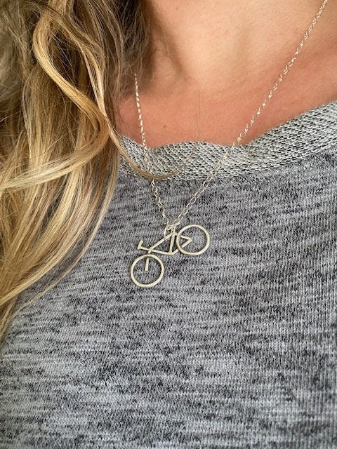 Sterling Bicycle Necklace - Silver Bike Pendant - Bicyclist Gift - Mountain Bike Necklace - Beach Cruiser Necklace - Traveler Necklace