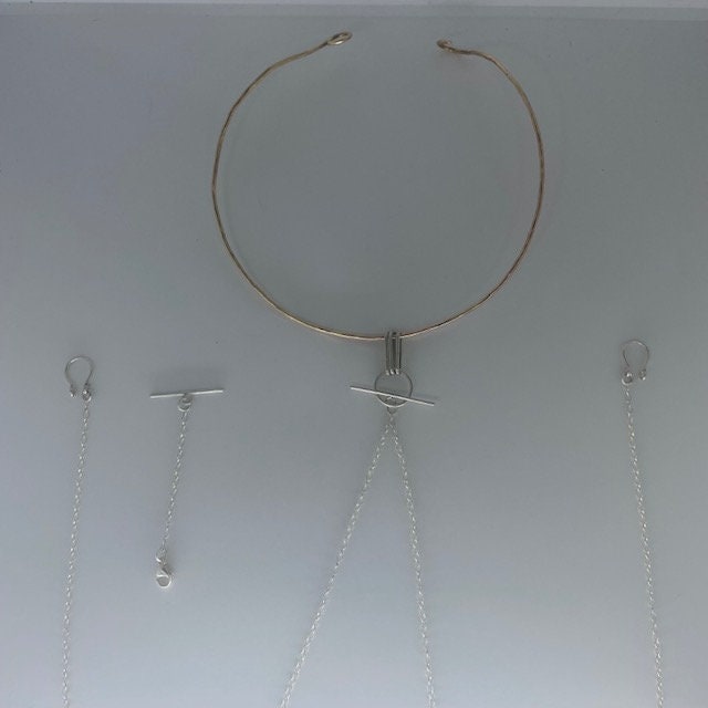 Cuff Nipple Chain Necklace - Sterling and Brass Cuff  - Necklace Set - Cuff Necklace - Body Chain - Nipple Jewelry - Sexy Jewelry Non pierce