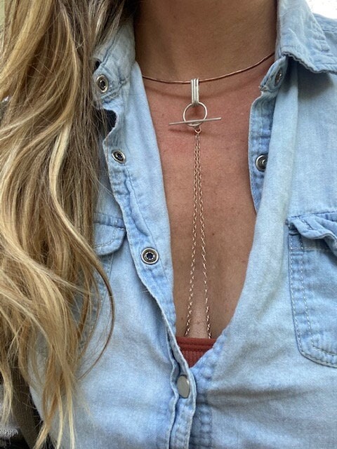 Cuff Nipple Chain Necklace - Sterling and Brass Cuff  - Necklace Set - Cuff Necklace - Body Chain - Nipple Jewelry - Sexy Jewelry Non pierce