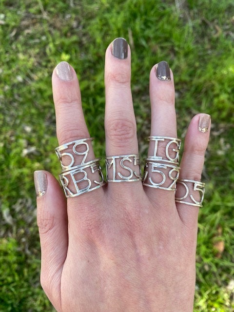 Sterling or Gold Custom Initials Ring - Personalized Name Ring - Silver Initials Jewelry - Gold Initials Ring - Custom Memorial Ring - Numbers Ring