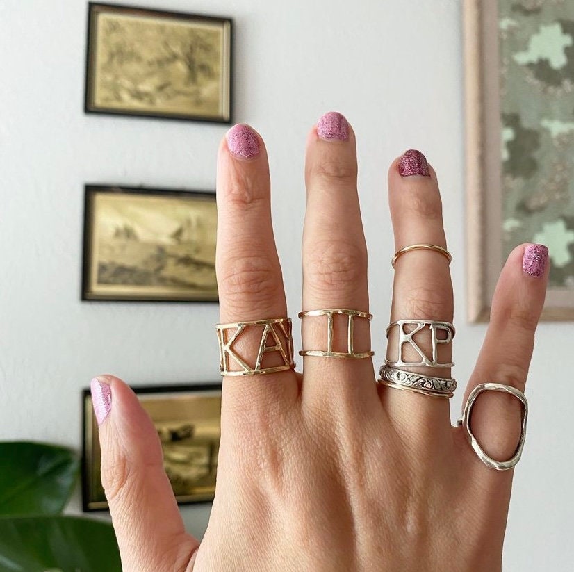 Sterling or Gold Custom Initials Ring - Personalized Name Ring - Silver Initials Jewelry - Gold Initials Ring - Custom Memorial Ring - Numbers Ring