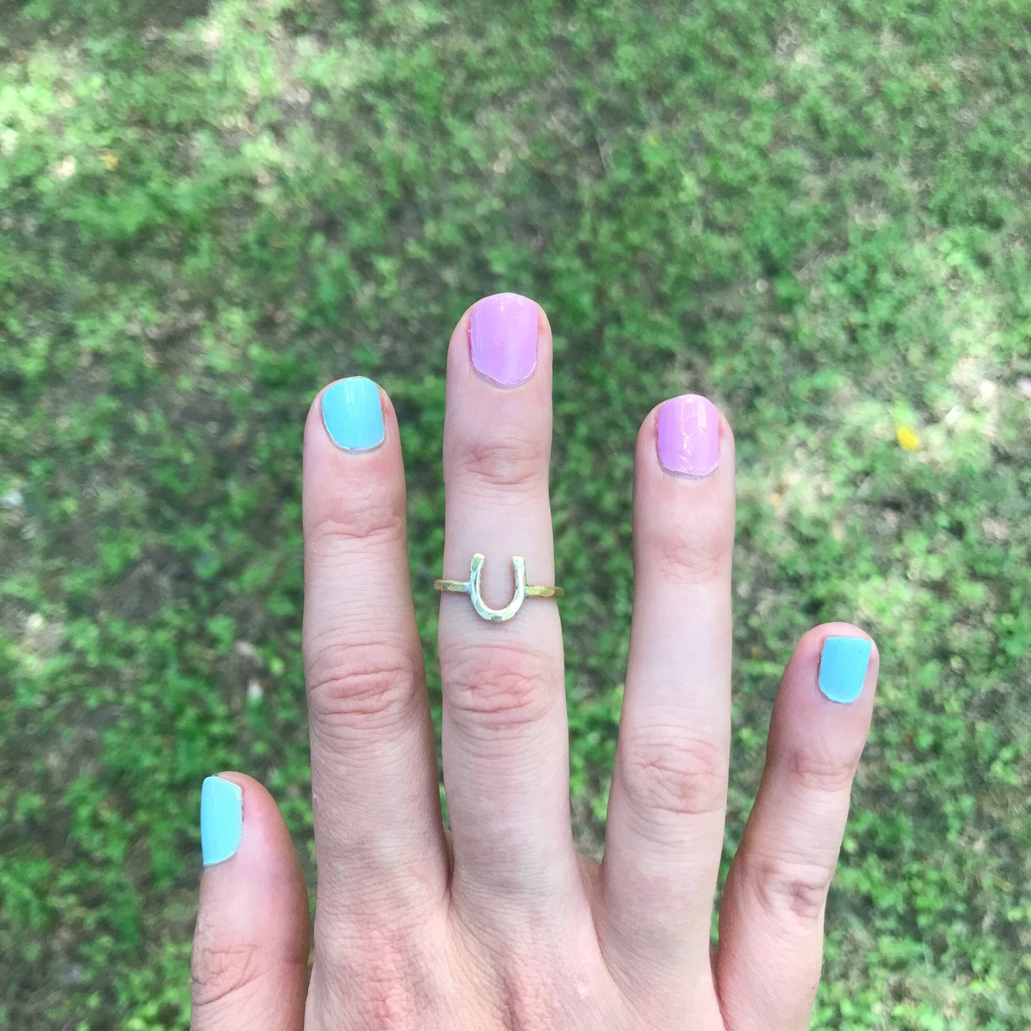 Sterling Horseshoe Ring - Dainty Hammered Ring - Horseshoe Midi Ring - Good Luck - Equestrian Ring - Stackable Silver Ring - Horse Girl Gift