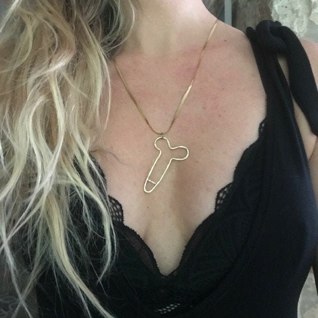 Brass Big Dick Pendant - Large Penis Necklace - Phallus Pendant - Erotic Jewelry - Bachelorette Party Jewelry - Penis Jewelry - NSFW Jewelry