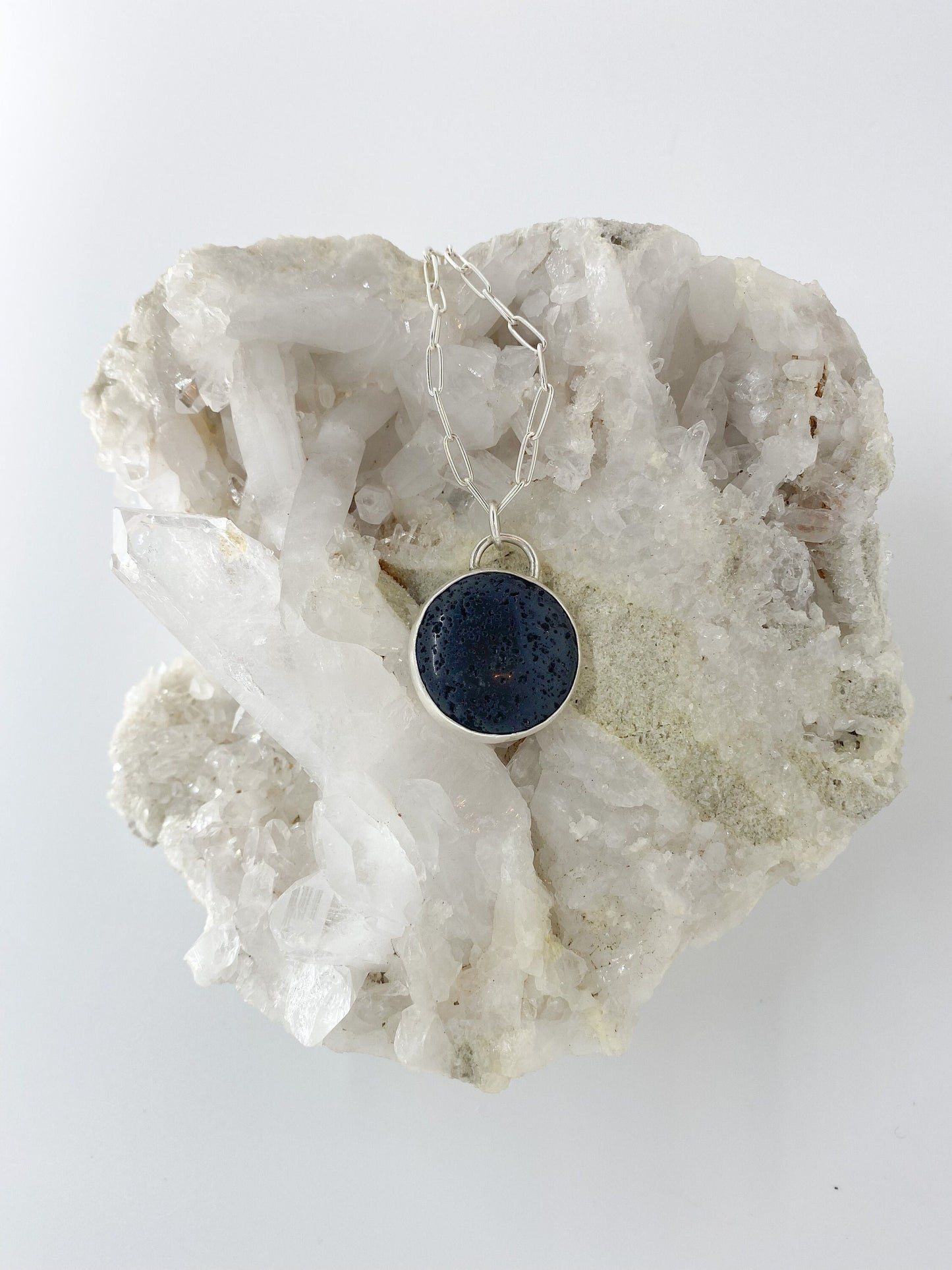 Lava Stone Sterling Diffuser Moon Necklace - Oil Diffuser Necklace - Aromatherapy Necklace - Essential Oil Necklace - Lava Rock Diffuser