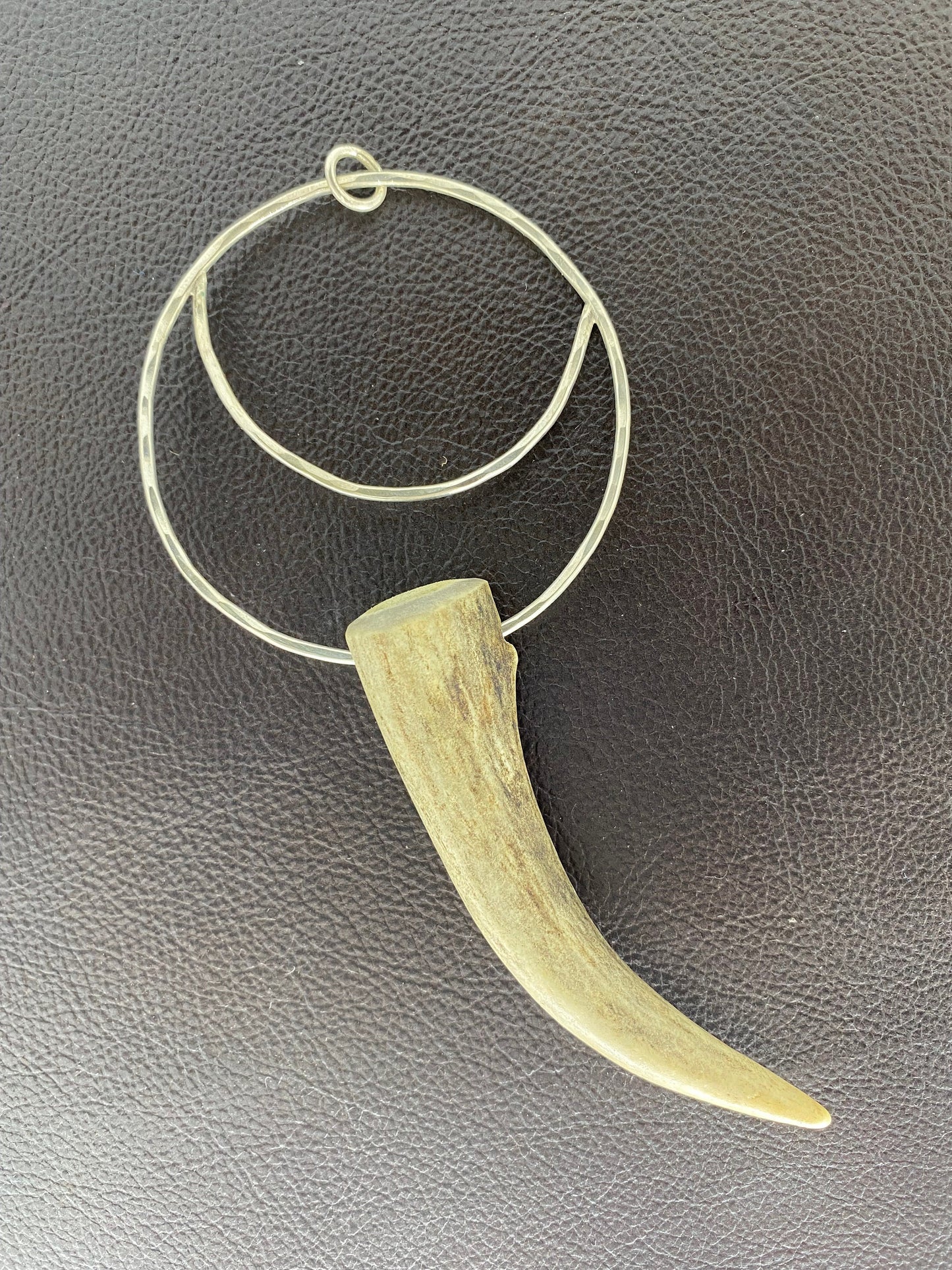 Sterling Antler Tip Moon Necklace - Deer Antler Moon Necklace - Antler Jewelry - Naturally Shed Deer Antler Tip Pendant - Silver Moon