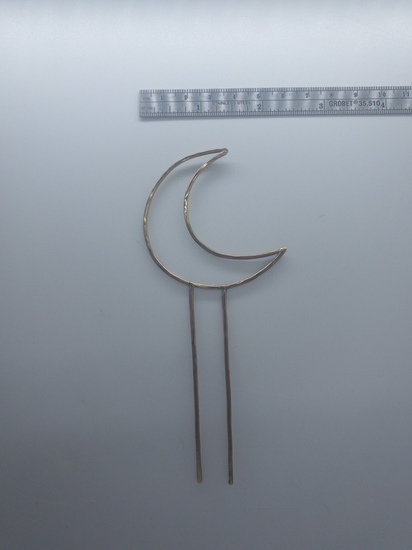 Brass Moon Plant Fork, Moon Plant Accessory, Crescent Moon Decor, Indoor Plant Decor, Moon Hairpin, Plant Stake, Jewelry for Plants, Stake